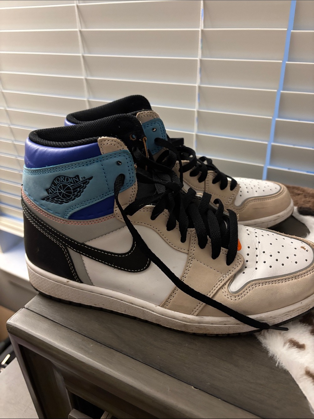 Jordan High-Top Sneakers - White / Black / Blue / Tan